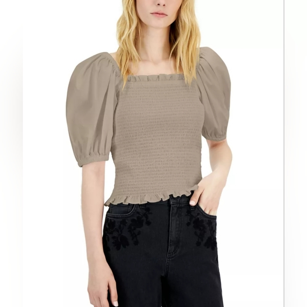 195. NWT - INC International Concepts Puff-Sleeve Smocked Top